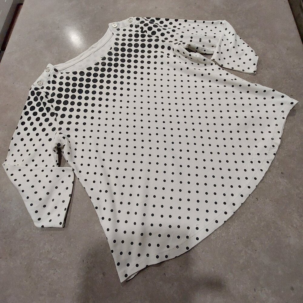 TRADITION COUNTRY COLLECTION Women's White Black Polka Dot Top - Size Medium